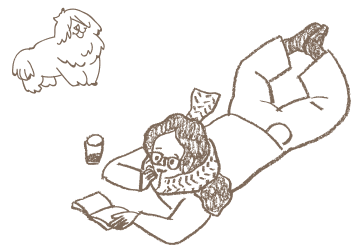 女の人と犬のイラスト