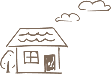 家と雲イラスト